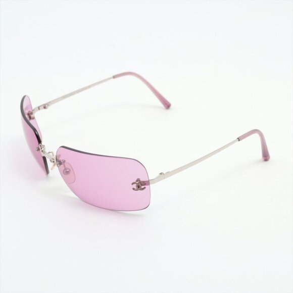 🌸 RARE Chanel Vintage Sunglasses CC Logo Rimless Pink - Picture 3 of 7